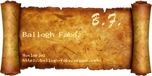 Ballogh Fabó névjegykártya